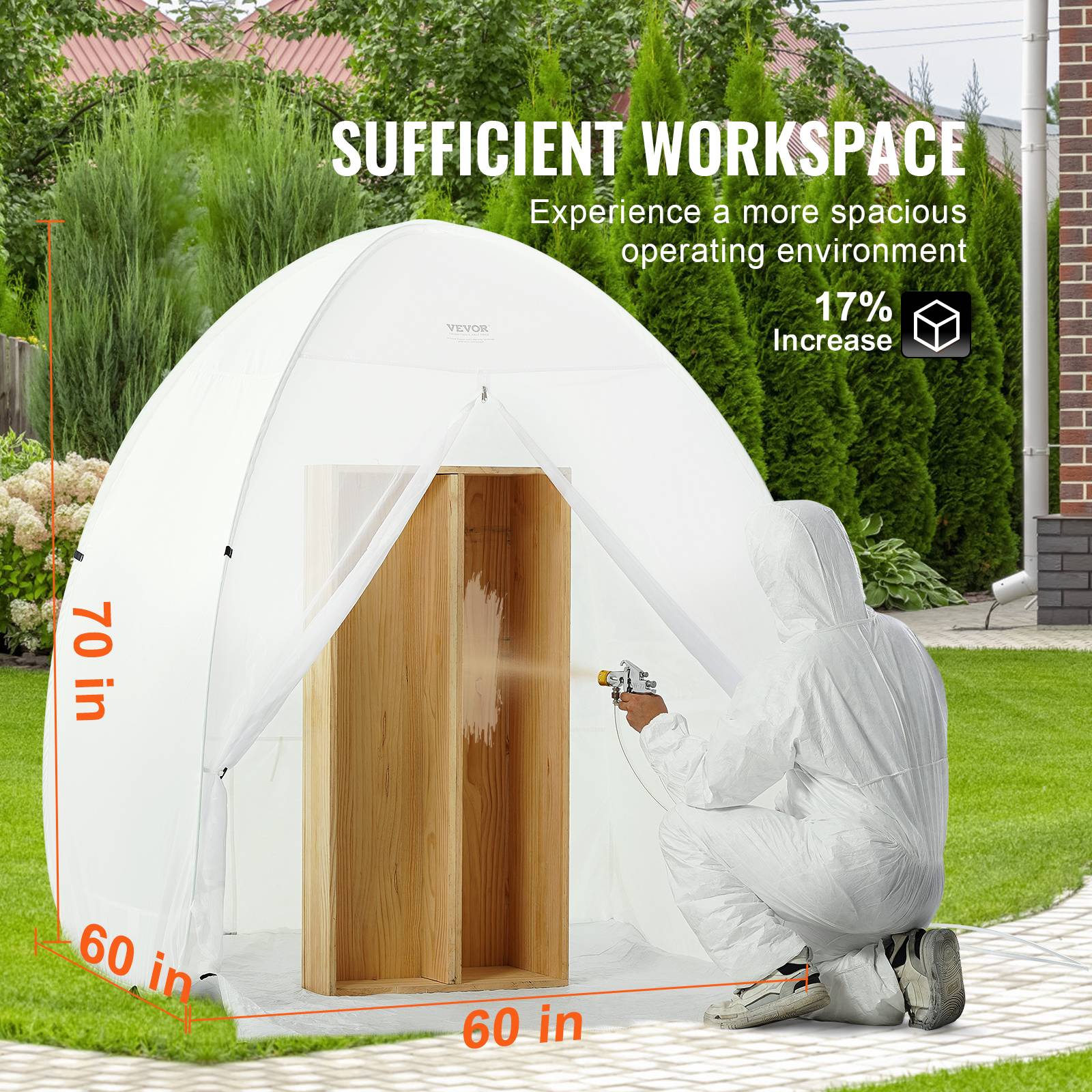 Vevor - VEVOR Cabine peinture aérosol 60x60x70 po, portable, plancher, fenêtre. Pliable, bricolage. - Image 3
