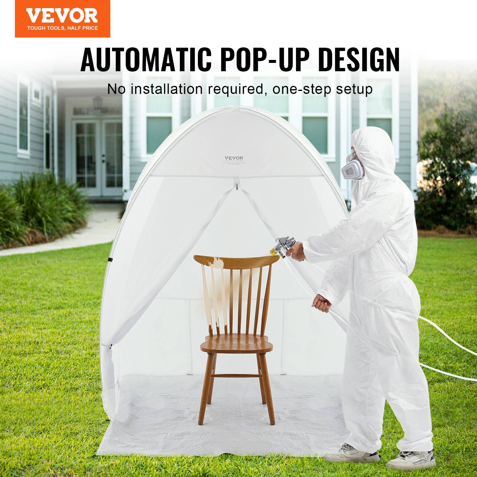 Vevor - VEVOR Cabine peinture aérosol 60x60x70 po, portable, plancher, fenêtre. Pliable, bricolage. - Image 2