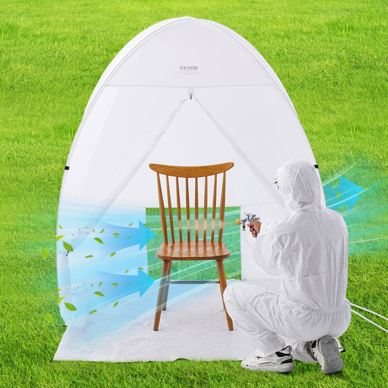 Vevor - VEVOR Cabine peinture aérosol 60x60x70 po, portable, plancher, fenêtre. Pliable, bricolage. - Image 8