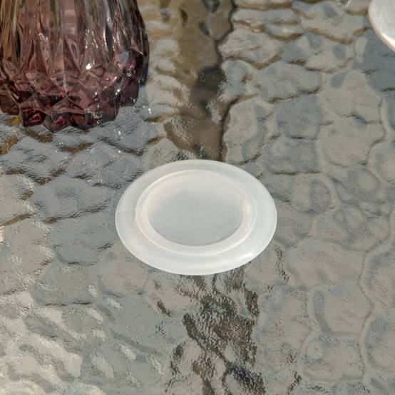 Table de jardin ronde métal verre extérieur trou pour parasol 80x72cm noir - ComfortXL Outdoor Living - Image 9
