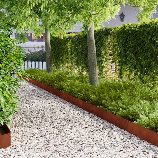 Bordure de jardin acier aménagement extérieur démarcation 10pcs 100x20cm rouillé - ComfortXL Outdoor Living - Image 1