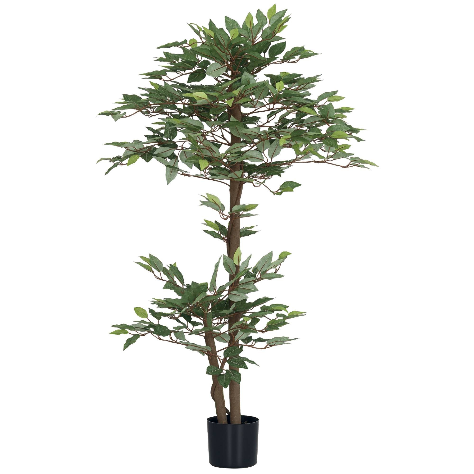 Sans Marque - Ficus artificiel de 150 cm avec 1008 feuilles, mousse et pot, plante artificielle verte décorative - Image 1