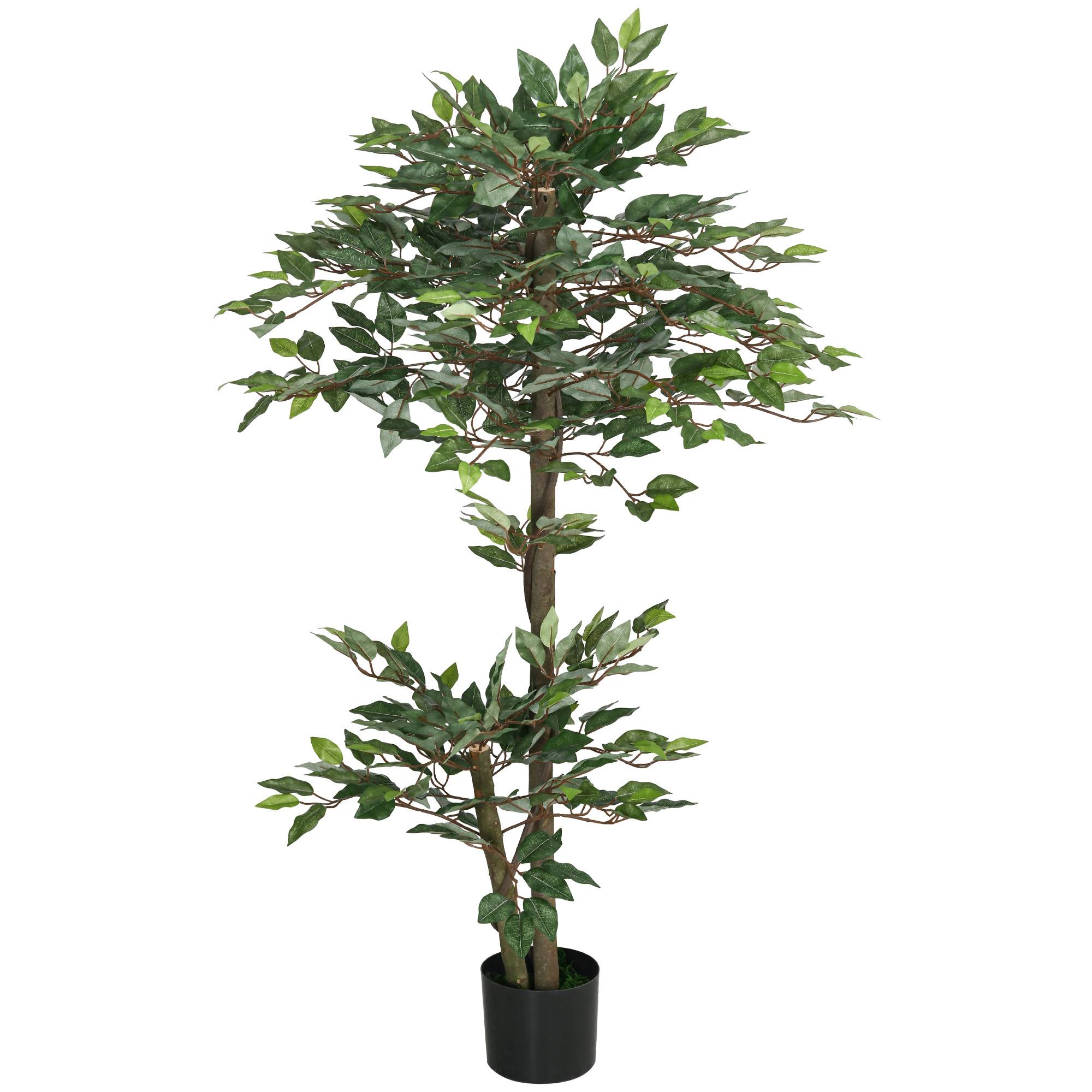 Sans Marque - Ficus artificiel de 150 cm avec 1008 feuilles, mousse et pot, plante artificielle verte décorative - Image 2