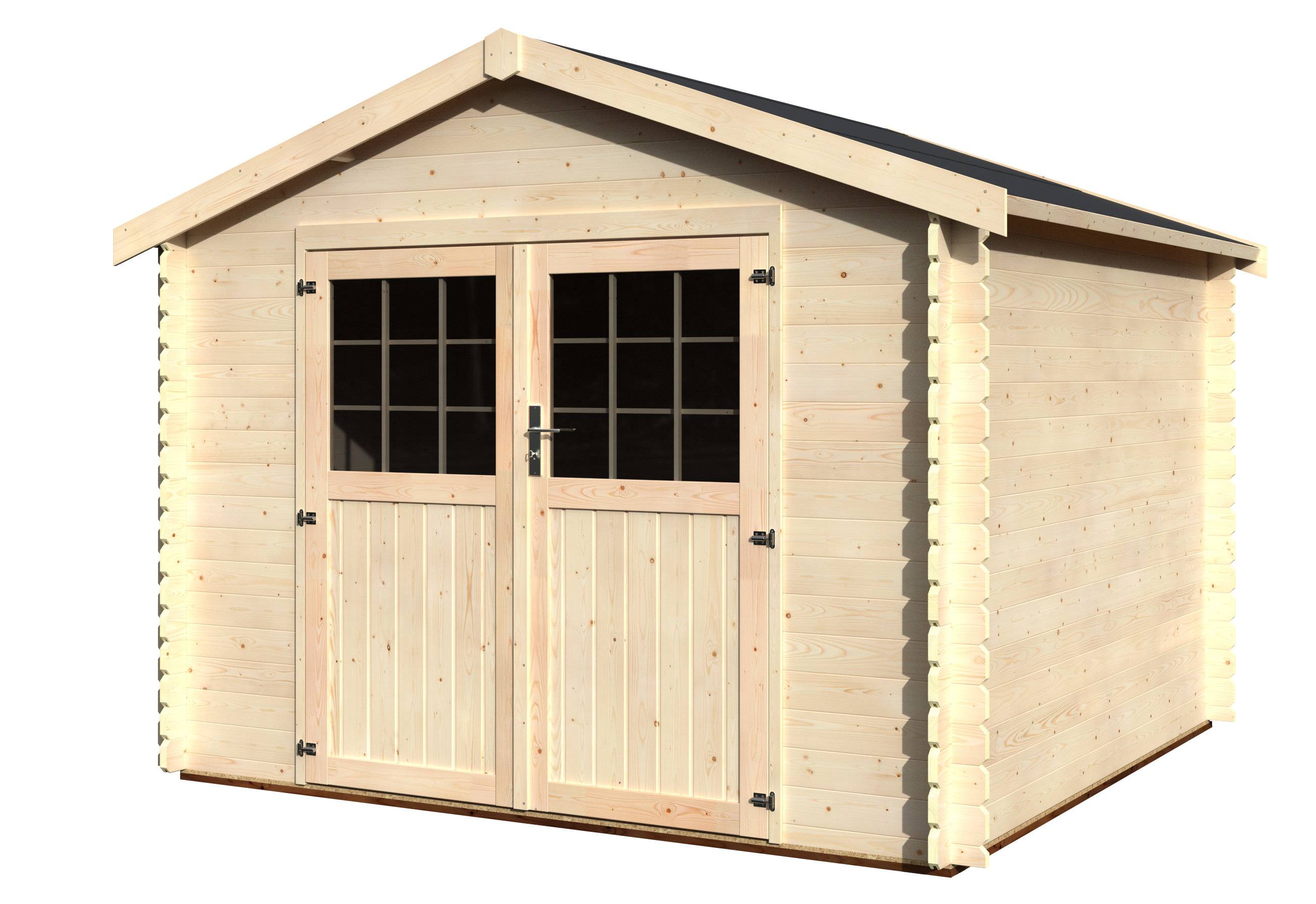 Decor et Jardin - ABRI DE JARDIN BOIS MINA - 7,42 m² - 2,98x2,98 - PLANCHER INCLUS - Couleur : Naturel - Décor et Jardin