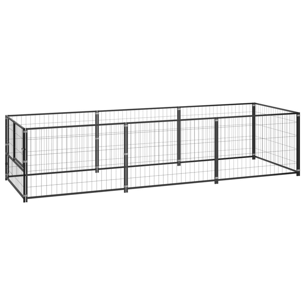 Helloshop26 - Chenil extérieur cage enclos parc animaux chien noir 3 m² acier - Imagen 1