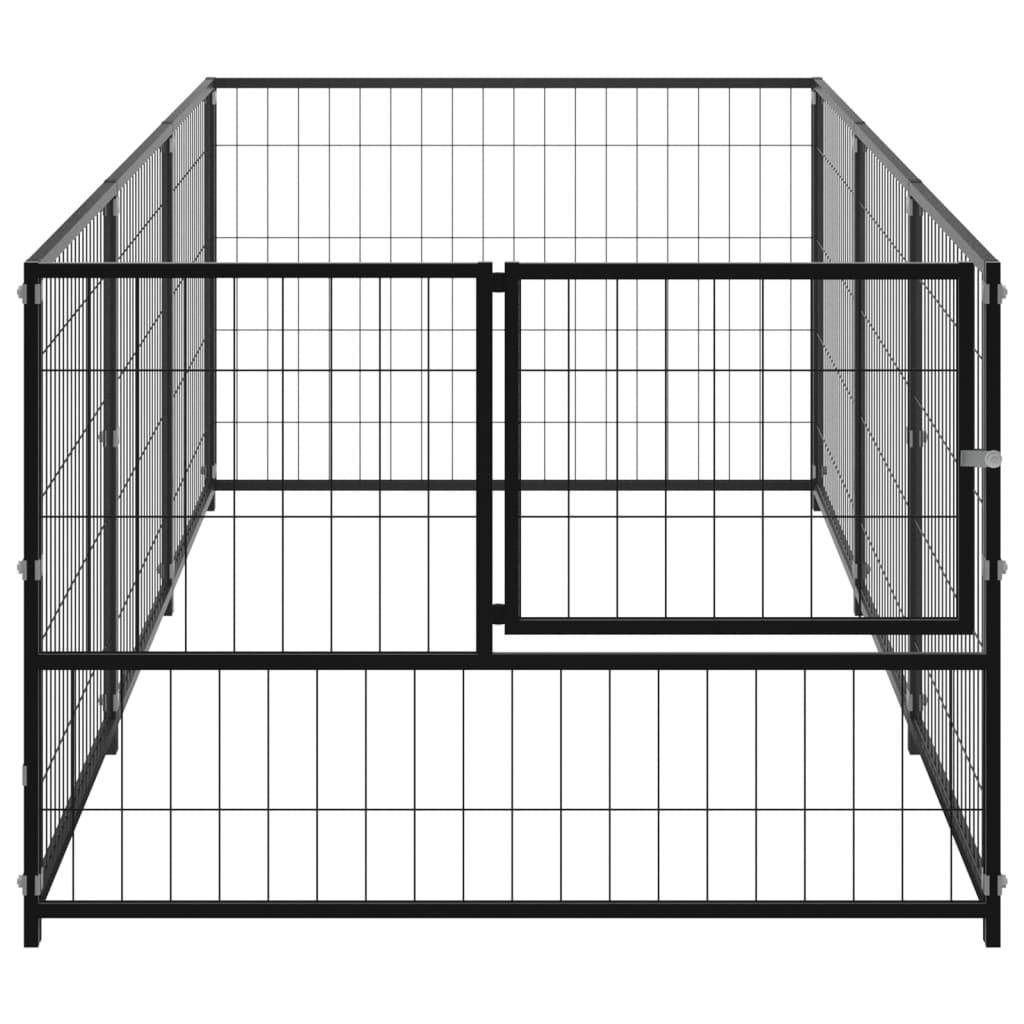 Helloshop26 - Chenil extérieur cage enclos parc animaux chien noir 3 m² acier - Imagen 4