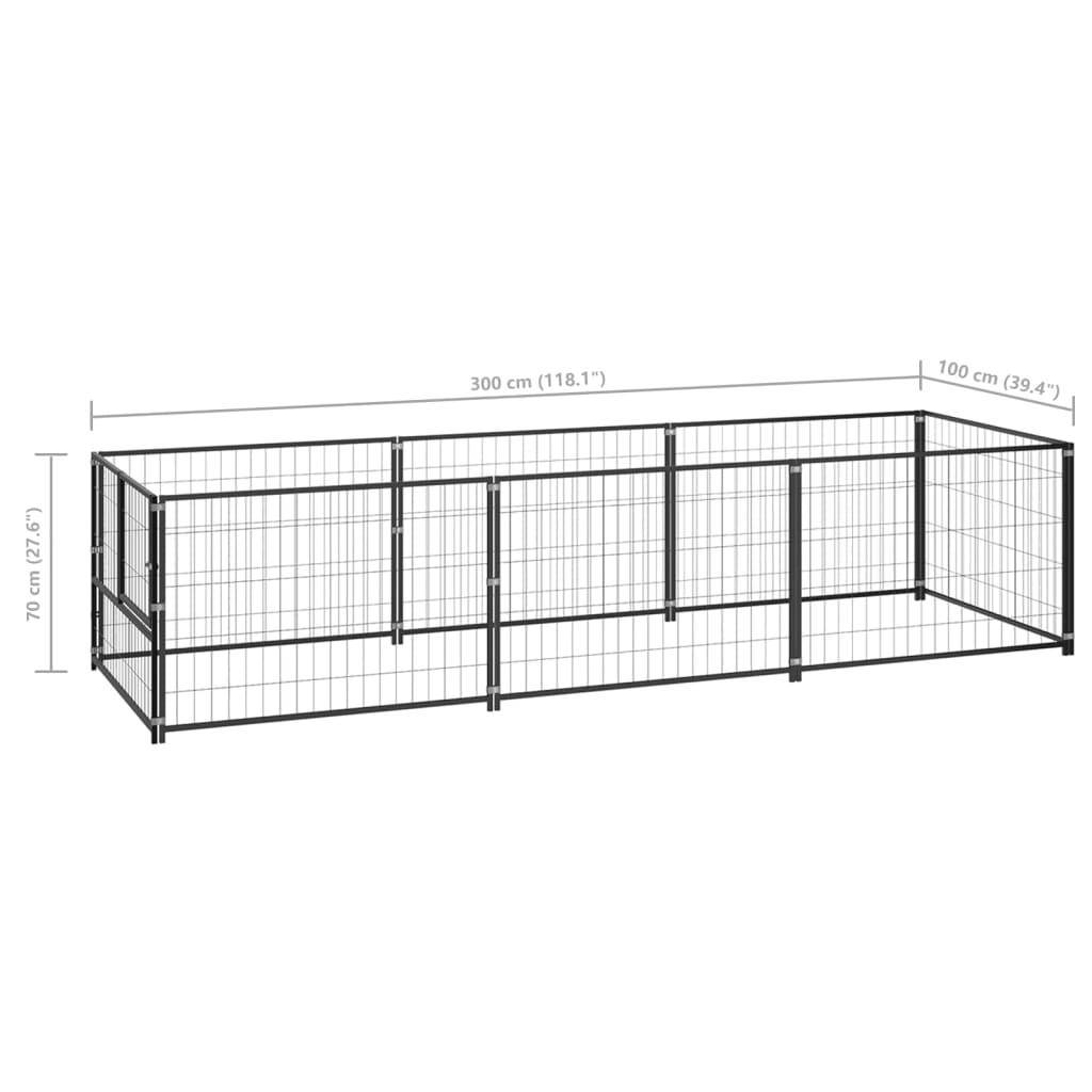 Helloshop26 - Chenil extérieur cage enclos parc animaux chien noir 3 m² acier - Imagen 2