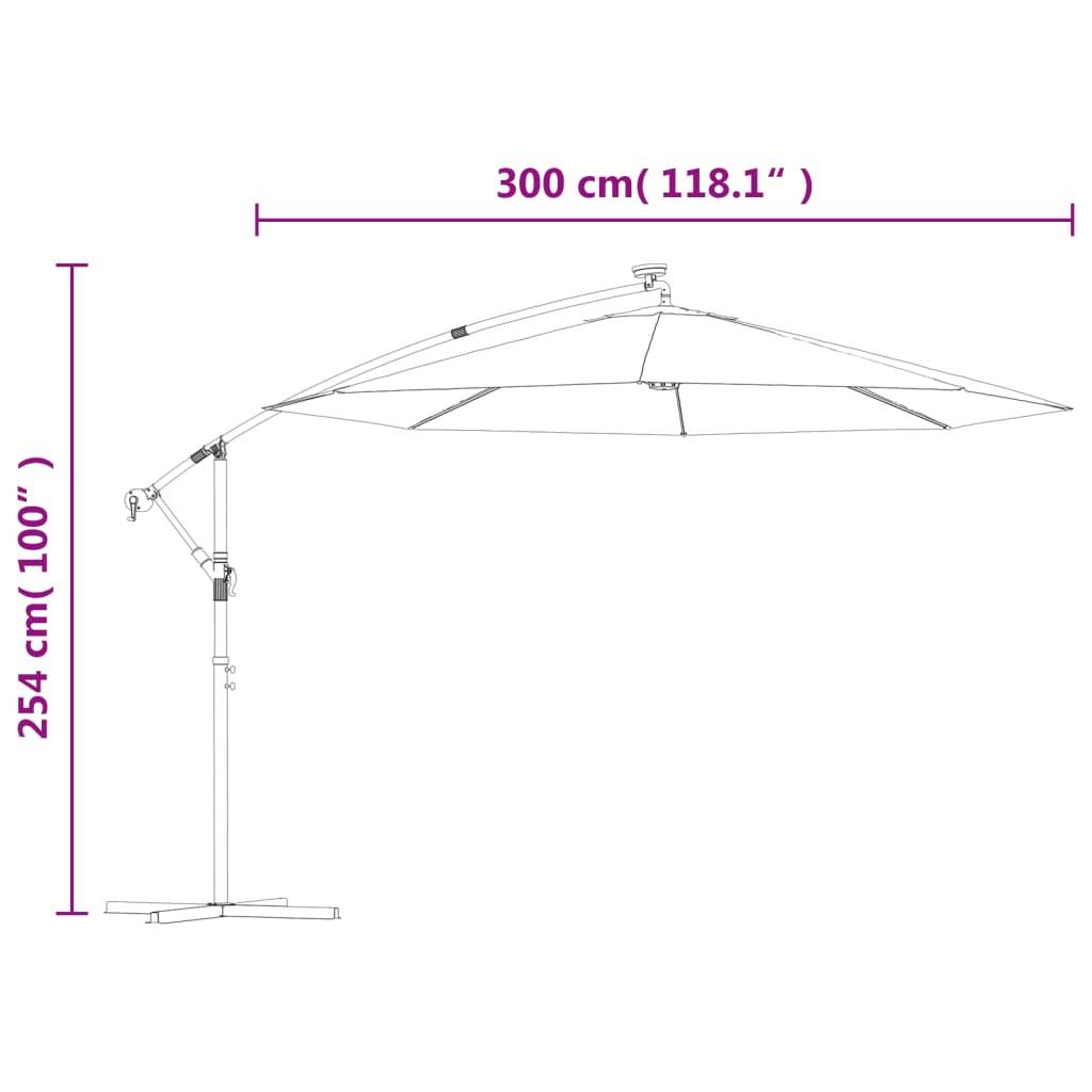 Vidaxl - Parasol avec éclairage LED 300cm Poteau en métal Sable vidaXL 42970 - Imagen 3