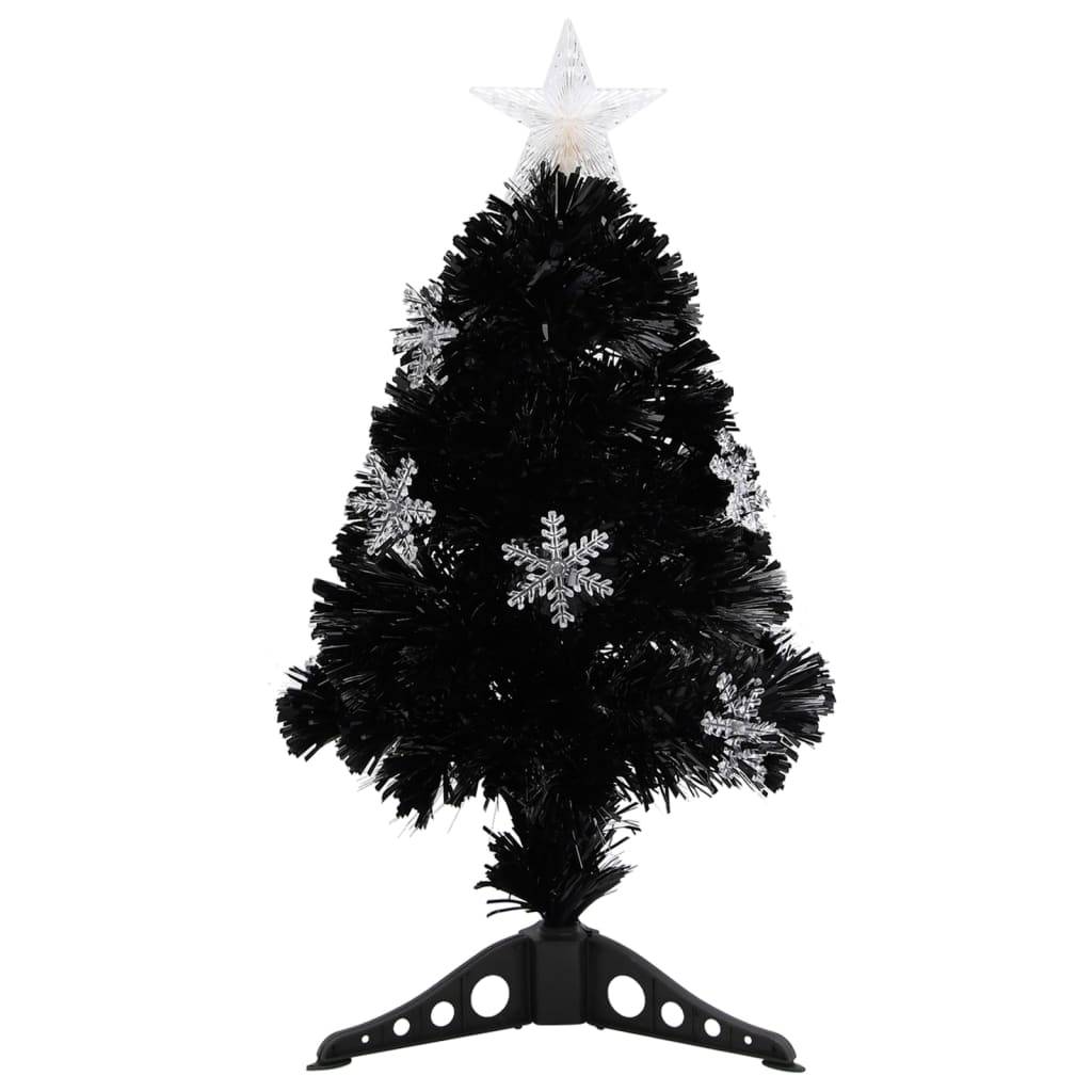 Maison Chic - Sapin de Noël - Arbre de Noël et flocons de neige LED Noir 64 cm Fibre optique - Image 1