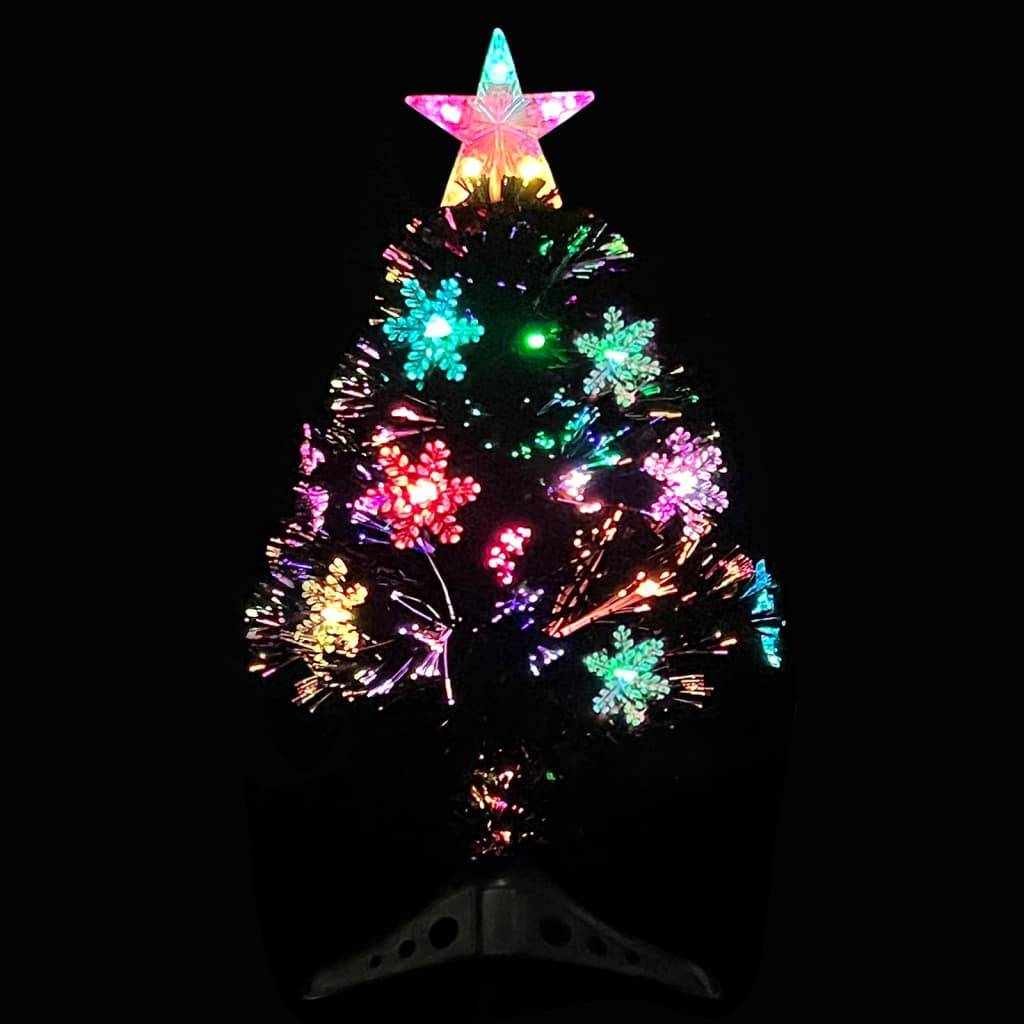Maison Chic - Sapin de Noël - Arbre de Noël et flocons de neige LED Noir 64 cm Fibre optique - Image 3