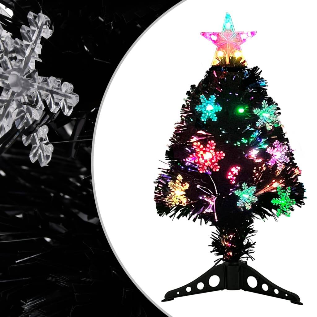 Maison Chic - Sapin de Noël - Arbre de Noël et flocons de neige LED Noir 64 cm Fibre optique - Image 2