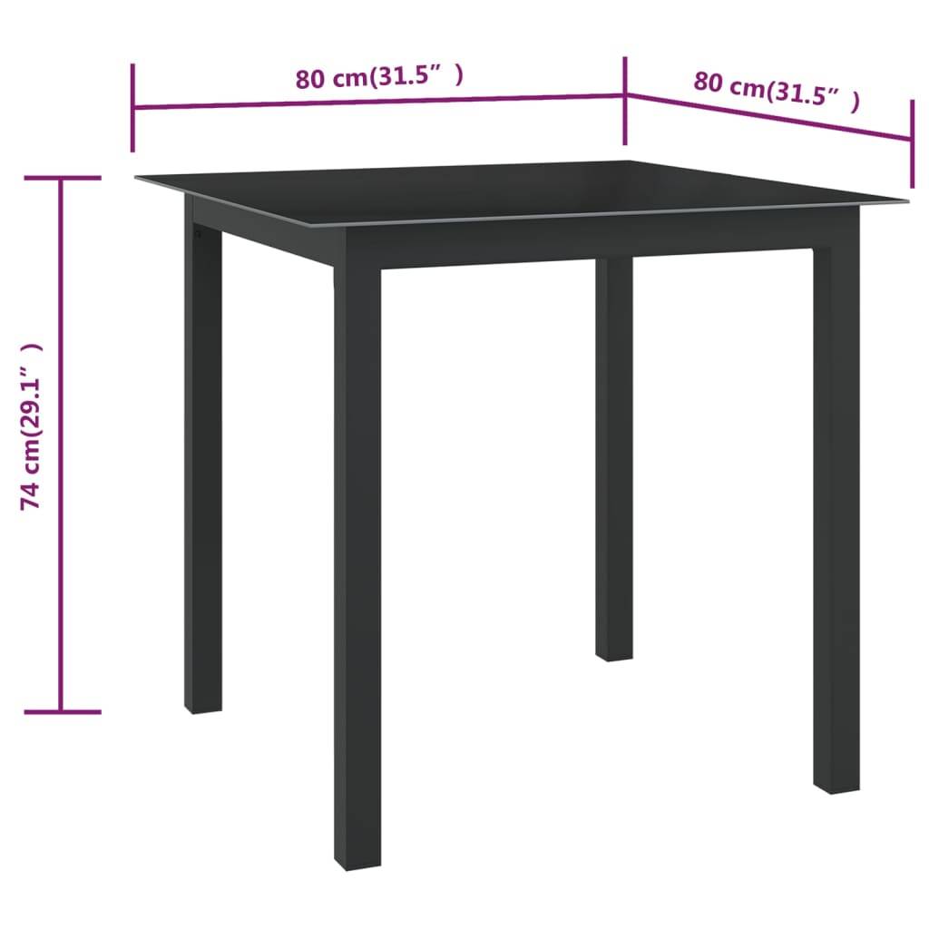 Table de jardin Aluminium et verre noir 80 x 80 x 74 cm - PANGIVO - Image 5