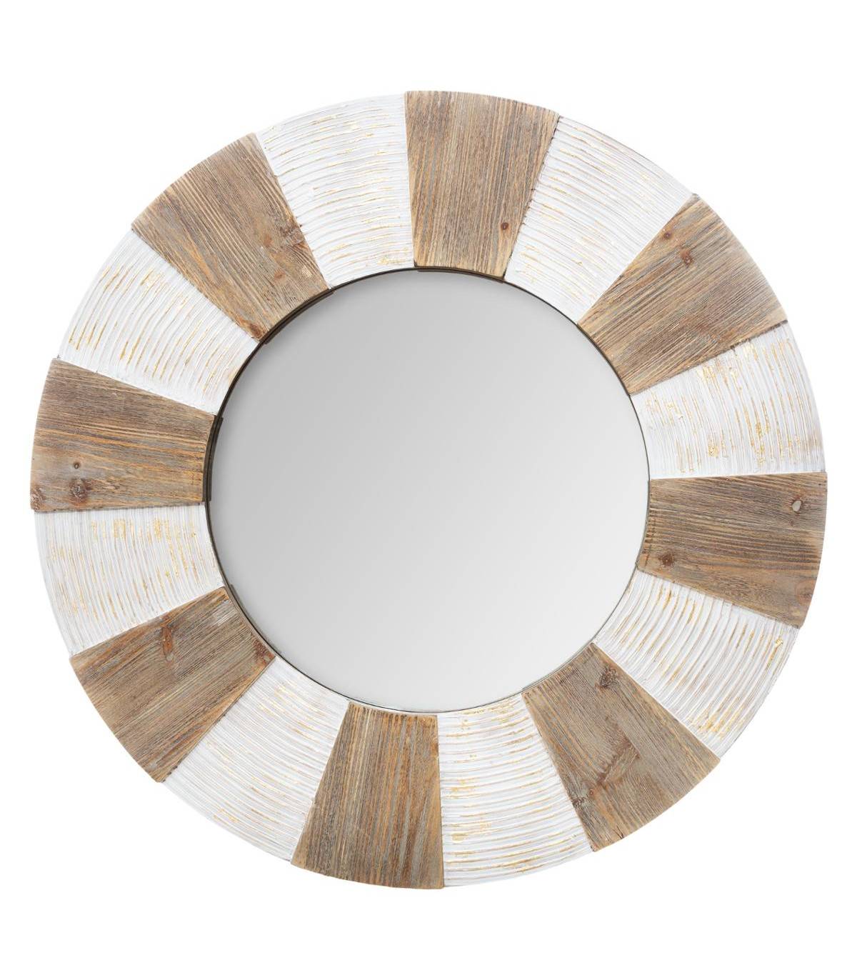 Grand Miroir mural en Bois effet Vieilli avec Relief D 90 cm - Imagen 1