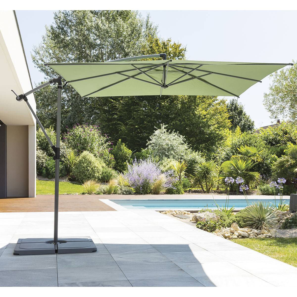 Hesperide - Parasol déporté carré "Manoa" vert olive D2,5x2,5m en acier Hespéride - Imagen 1