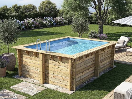 Piscine Bois Rectangle " Zanzibar "- 3.50 X 2.30 X 1.24 M - Bâche à Bulles 180 µ - Bâche Hiver 280 G/m² -habitat Et Jardin - Image 3