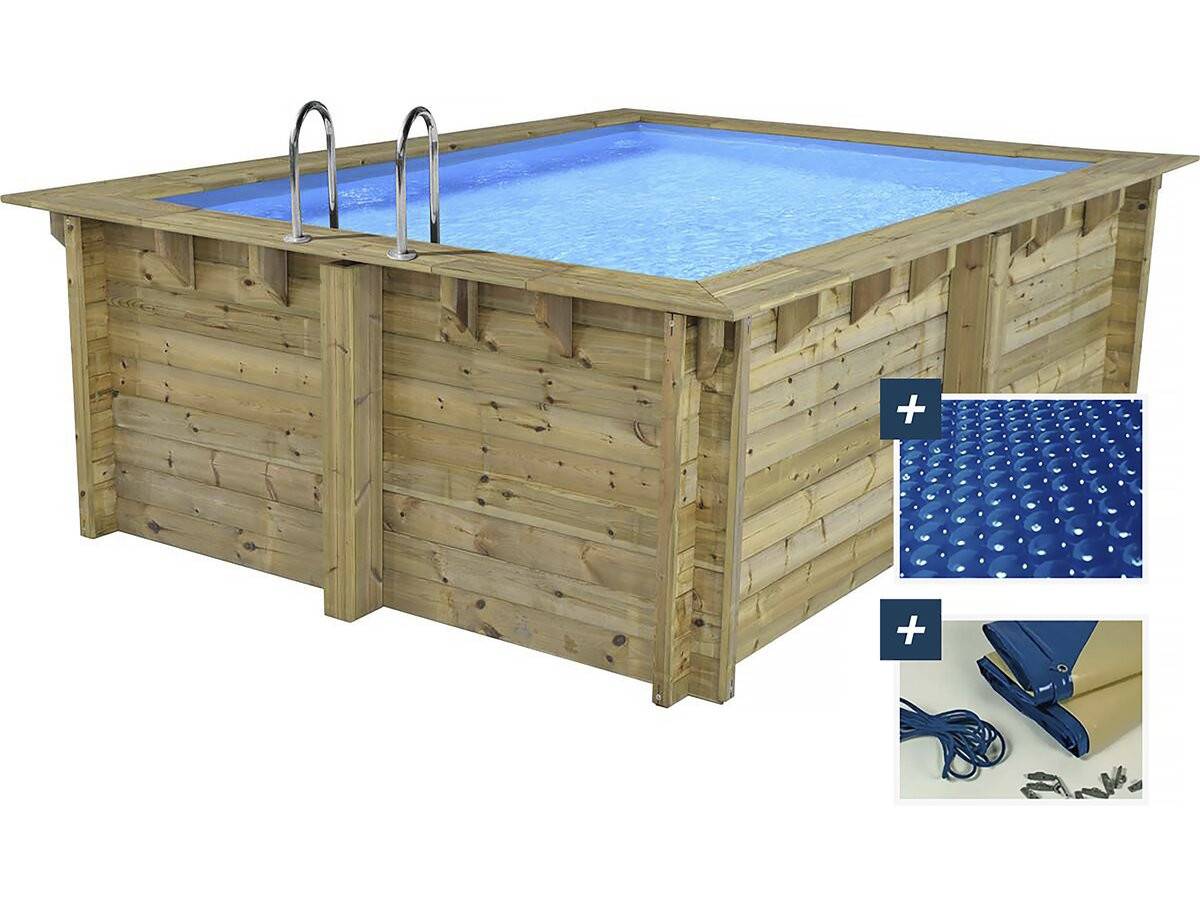 Habitat Et Jardin - Piscine Bois Rectangle " Zanzibar "- 3.50 X 2.30 X 1.24 M - Bâche à Bulles 180 µ - Bâche Hiver 280 G/m² -habitat Et Jardin - Image 1