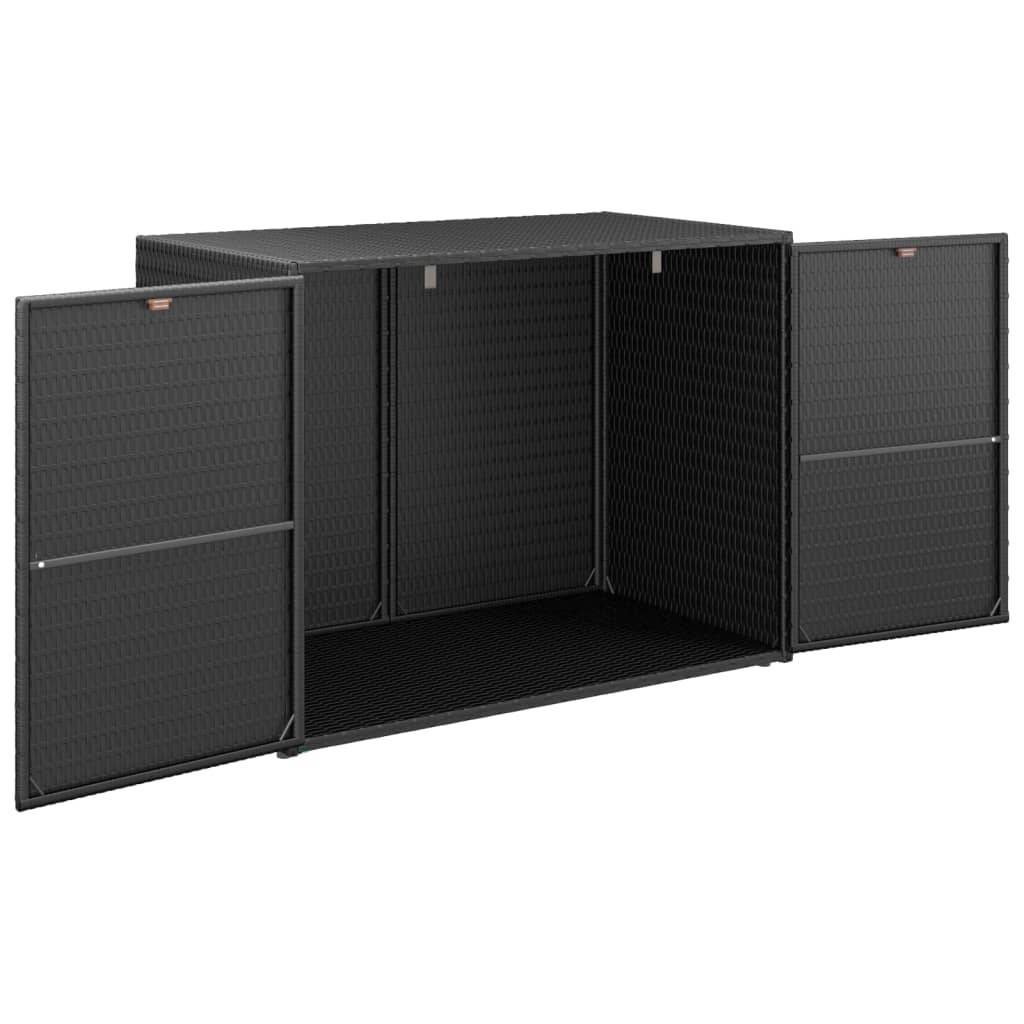 Armoire de jardin - Armoire d'extérieur - Armoire de rangement jardin Noir 100x55,5x80 cm Résine tressée - Image 3