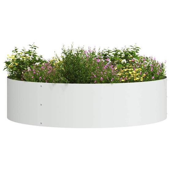 Grande Bordure de Jardin Ronde Acier pour Massif ou Arbre Ø 80x20 cm Blanc - ComfortXL Outdoor Living - Image 3
