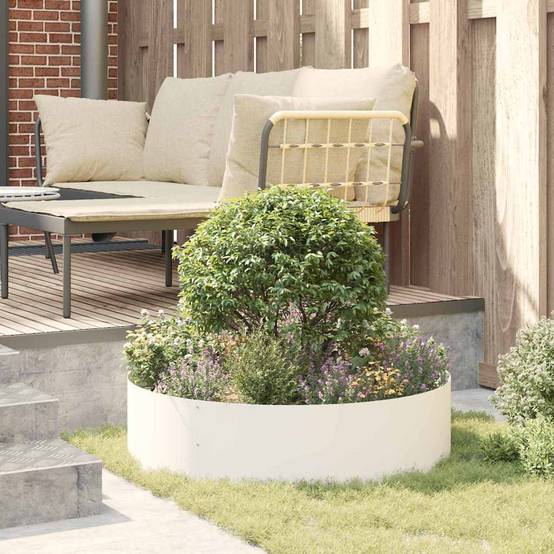 Grande Bordure de Jardin Ronde Acier pour Massif ou Arbre Ø 80x20 cm Blanc - ComfortXL Outdoor Living - Image 4