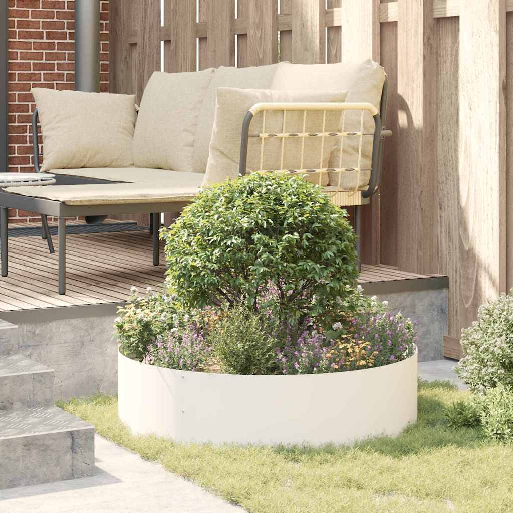 Grande Bordure de Jardin Ronde Acier pour Massif ou Arbre Ø 80x20 cm Blanc - ComfortXL Outdoor Living - Image 4