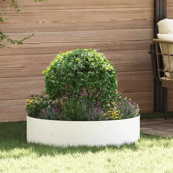 Grande Bordure de Jardin Ronde Acier pour Massif ou Arbre Ø 80x20 cm Blanc - ComfortXL Outdoor Living - Image 1