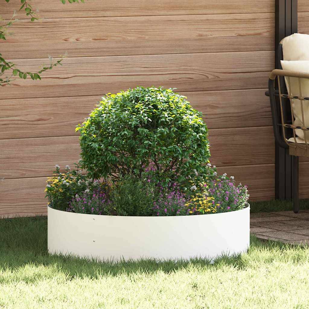 Grande Bordure de Jardin Ronde Acier pour Massif ou Arbre Ø 80x20 cm Blanc - ComfortXL Outdoor Living - Image 1