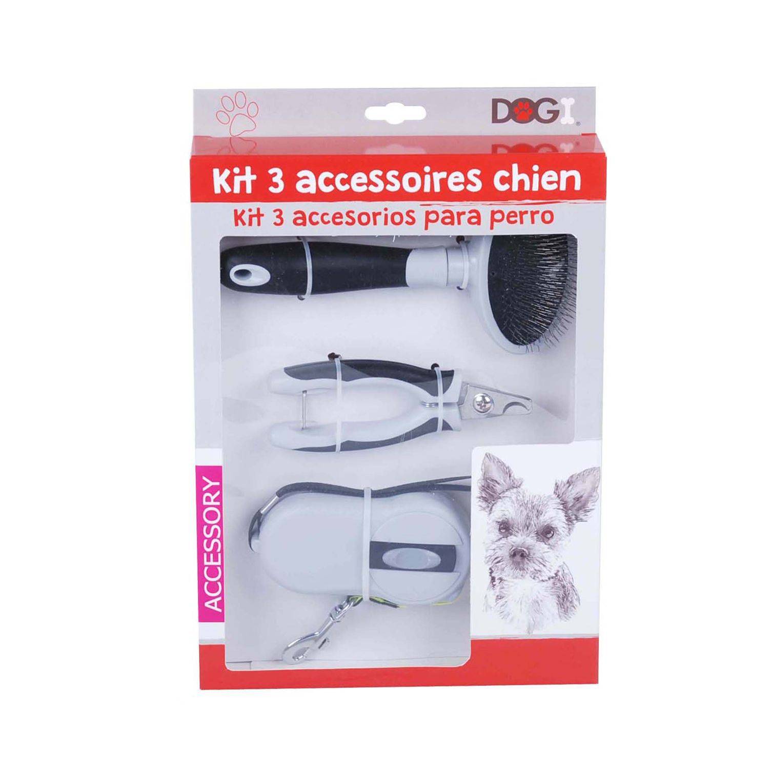 Sans Marque - Accessoires de toilettage pour chien - Brosse, coupe-ongle et laisse - Dogi - Image 2