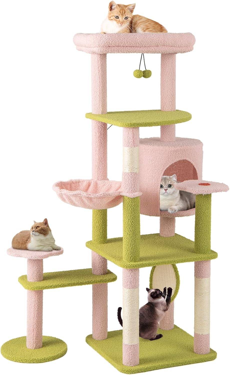 COSTWAY Arbre à Chat XXL 148 cm, Arbre a Chat Bois, 7 Plateformes, 3 Griffoirs pour Chat, Planche à Griffer Kit Anti-basculement, 89 x 48 x 148 cm - Image 1