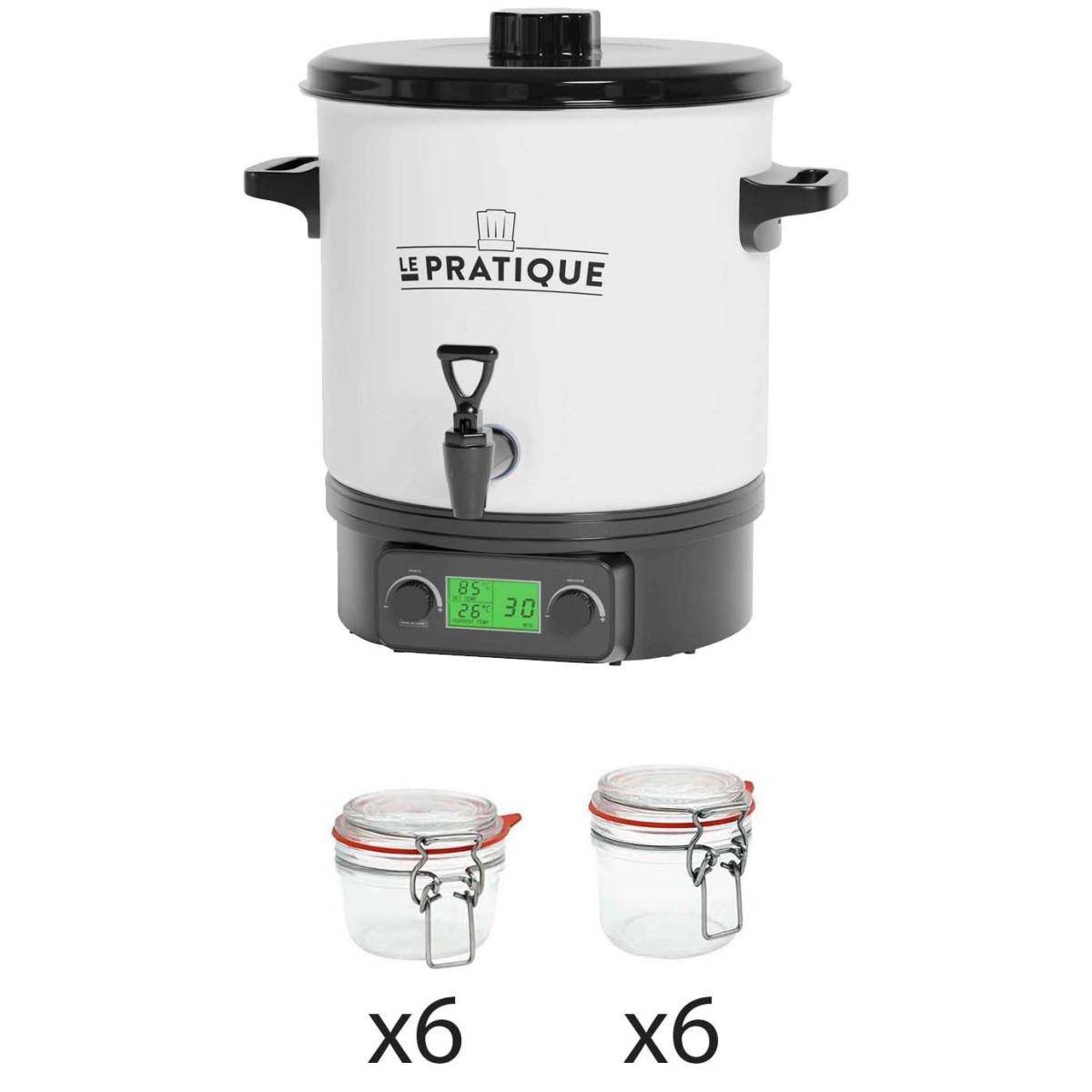 LE PRATIQUE - Stérilisateur automatique en émail écran LCD avec 12 bocaux Stérilisateur + 6 bocaux de 125 ml + 6 bocaux de 200 ml - Imagen 1