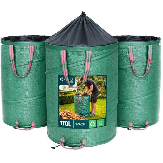 Vounot - Lot de 3 Sac de Jardin Pop up 170L en Polyéthylène avec Poignées - Image 1