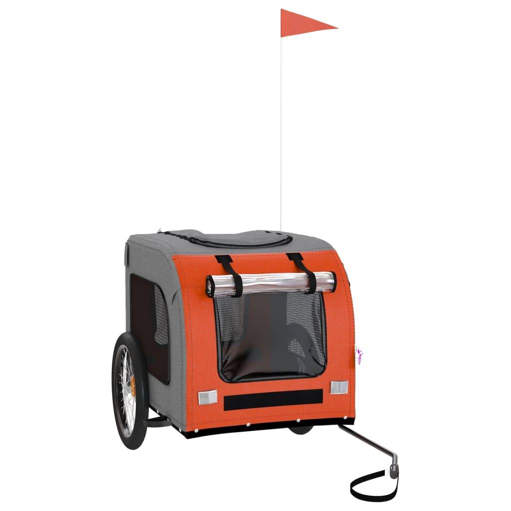Remorque de vélo pour animaux fer et tissu Oxford orange et gris 69 x 133.5 x 73.5 cm - PANGIVO - Image 2