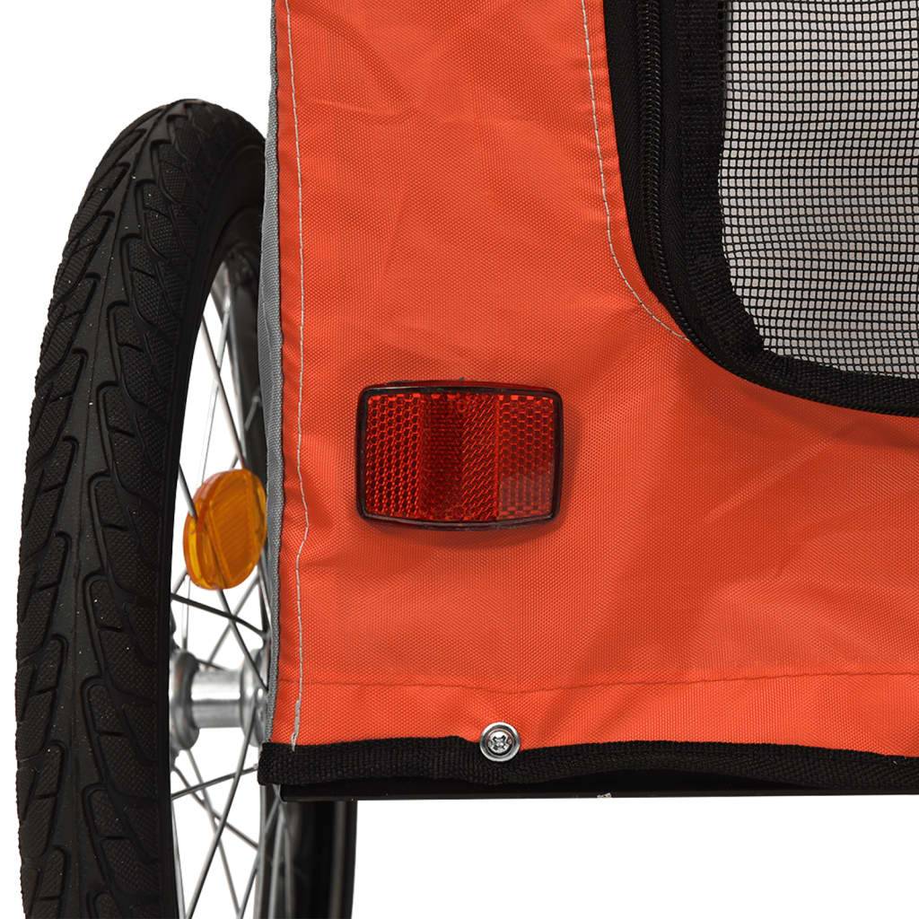 Remorque de vélo pour animaux fer et tissu Oxford orange et gris 69 x 133.5 x 73.5 cm - PANGIVO - Image 9