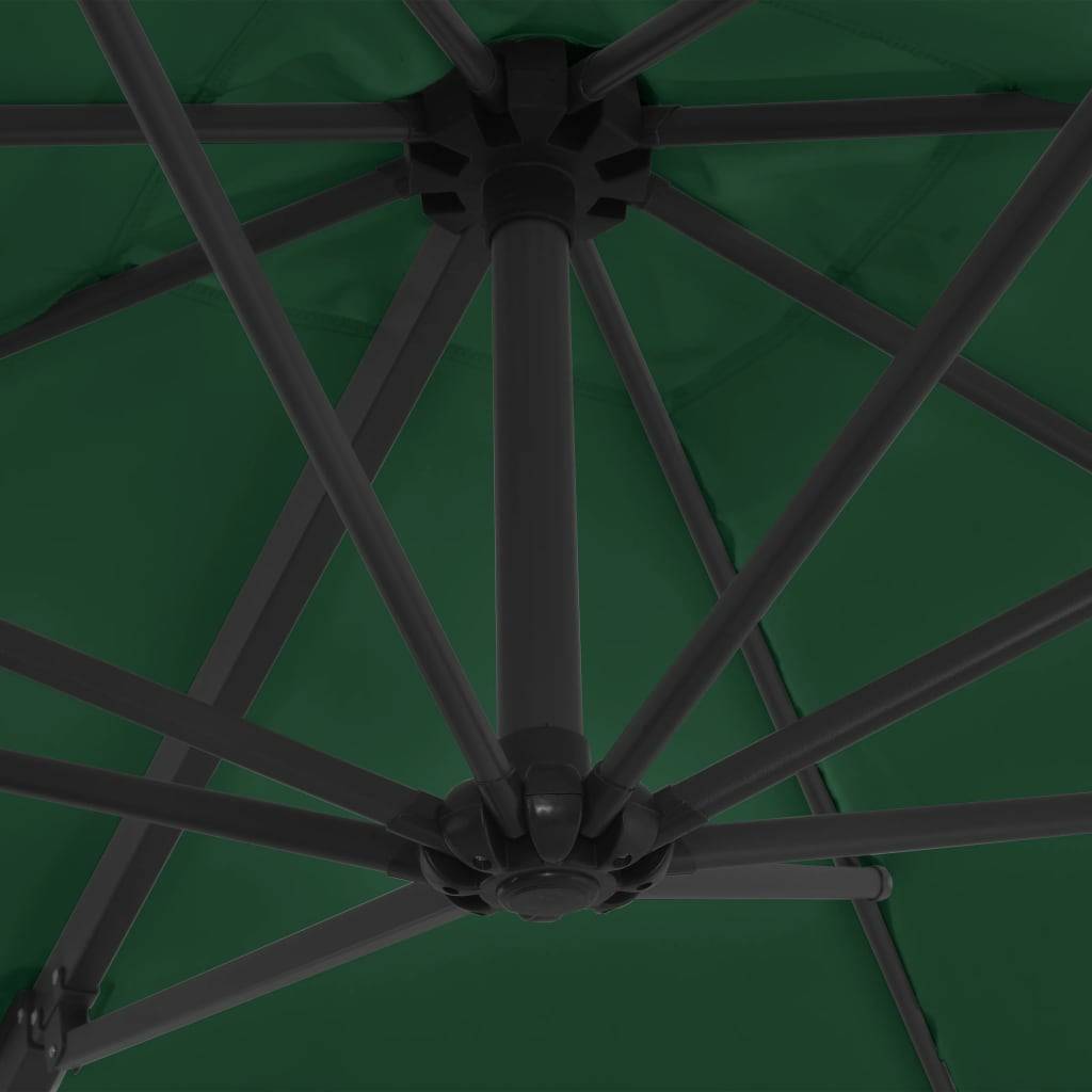 Helloshop26 - Parasol meuble de jardin en porte-à-faux avec mât en acier 250 x 250 cm vert - Imagen 6