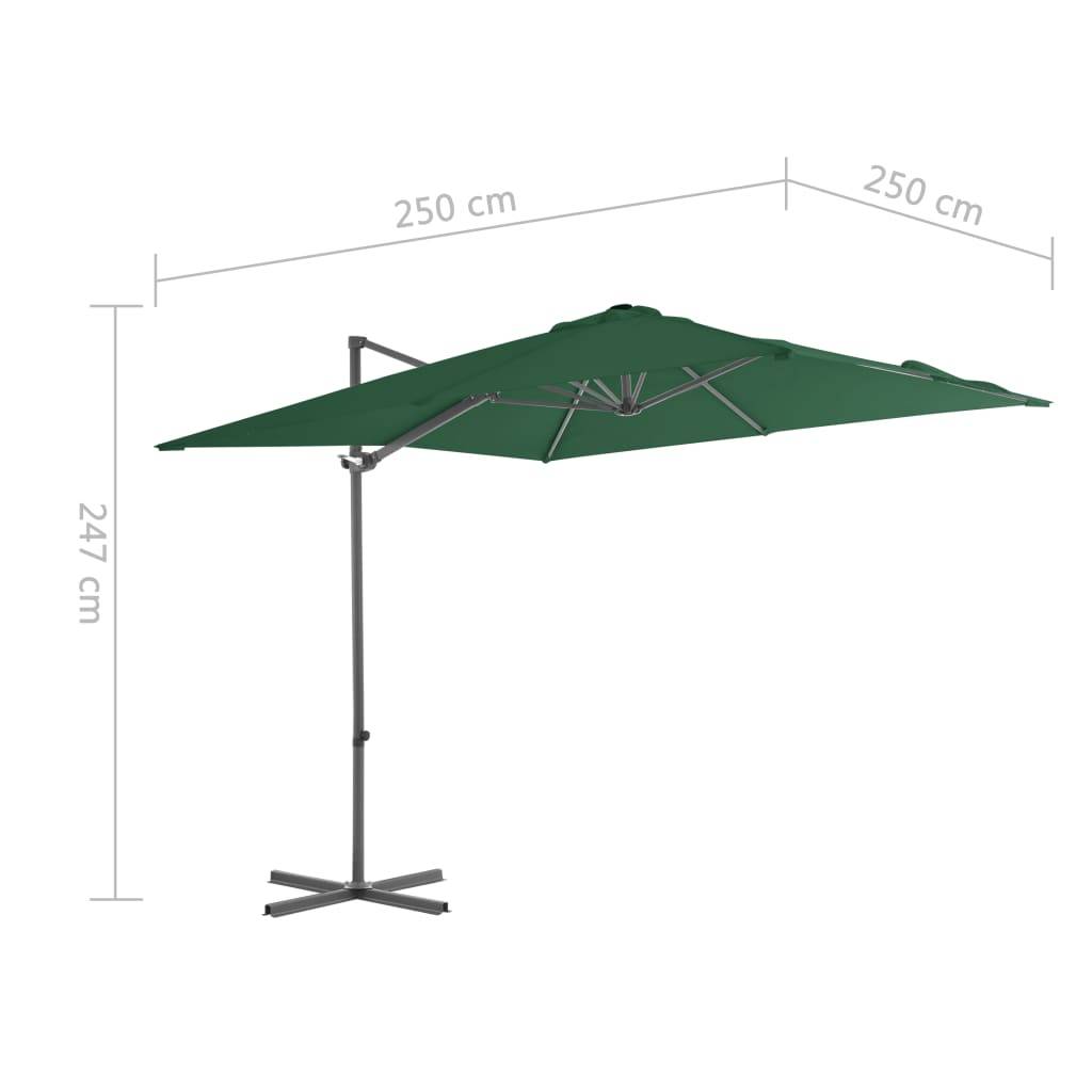 Helloshop26 - Parasol meuble de jardin en porte-à-faux avec mât en acier 250 x 250 cm vert - Imagen 8