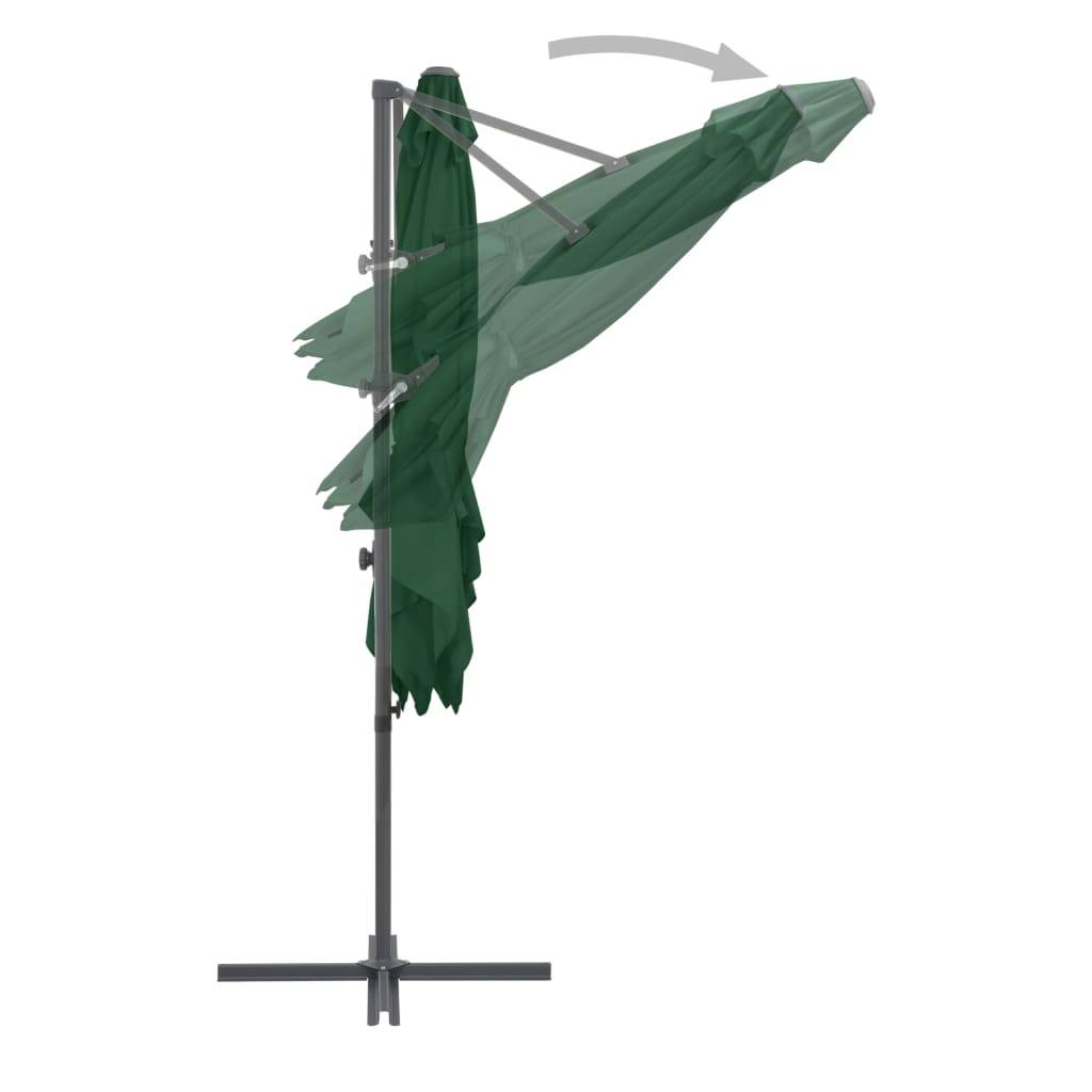 Helloshop26 - Parasol meuble de jardin en porte-à-faux avec mât en acier 250 x 250 cm vert - Imagen 5
