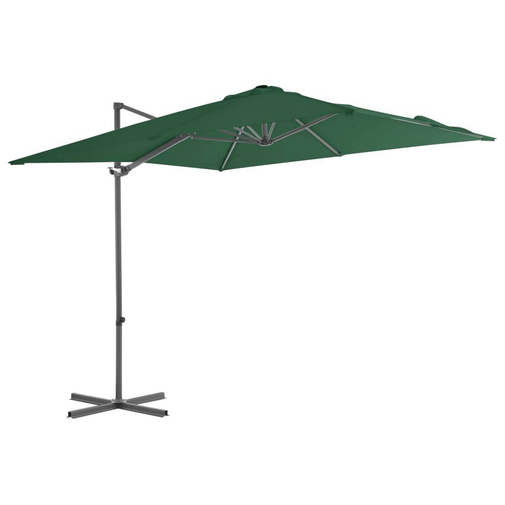 Helloshop26 - Parasol meuble de jardin en porte-à-faux avec mât en acier 250 x 250 cm vert - Imagen 1