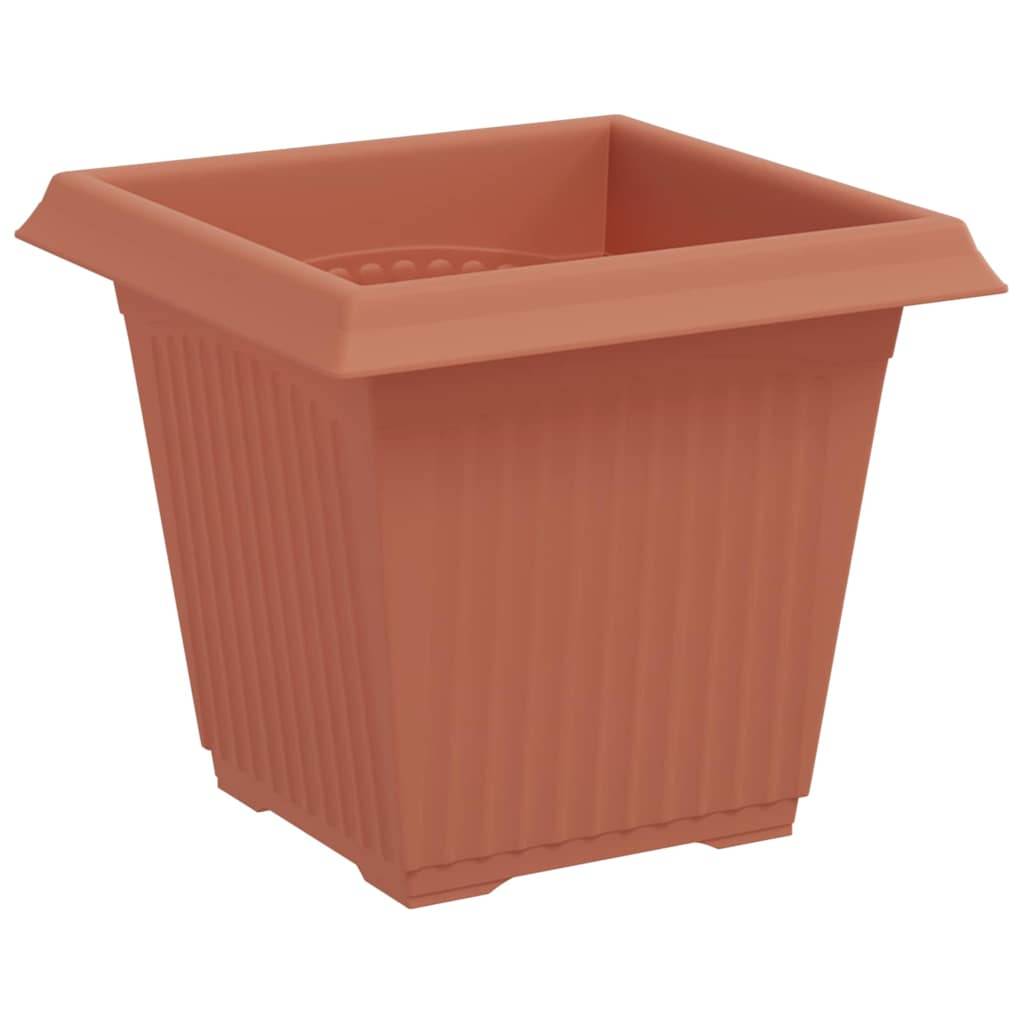 Grand Lot 24 Pots de Fleurs Carrés Plastique Drainage 16x16x14 cm Rouge brique - ComfortXL Outdoor Living - Image 5