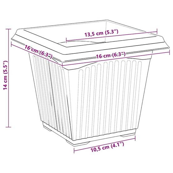 Grand Lot 24 Pots de Fleurs Carrés Plastique Drainage 16x16x14 cm Rouge brique - ComfortXL Outdoor Living - Image 8