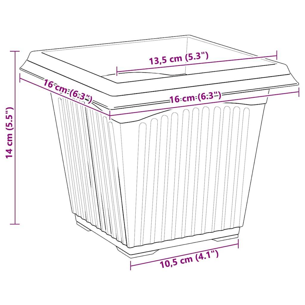Grand Lot 24 Pots de Fleurs Carrés Plastique Drainage 16x16x14 cm Rouge brique - ComfortXL Outdoor Living - Image 8