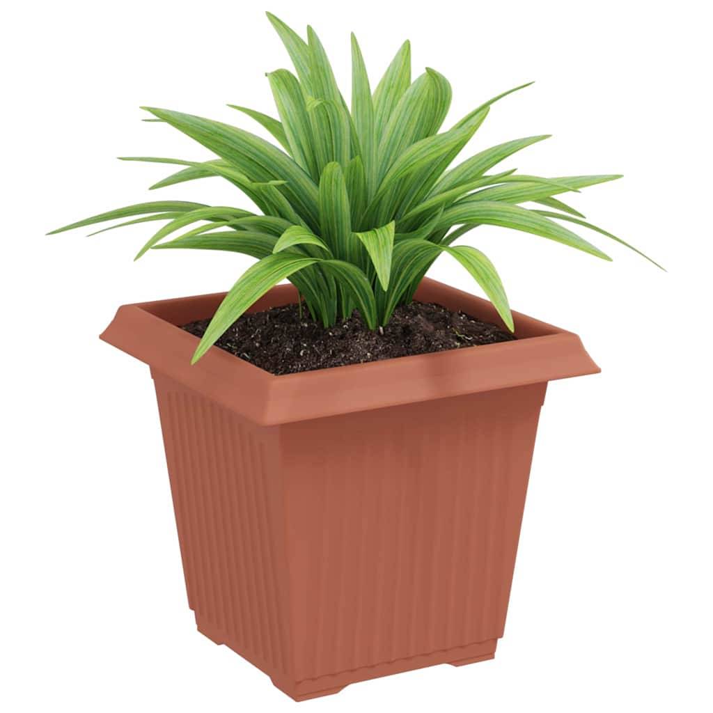 Grand Lot 24 Pots de Fleurs Carrés Plastique Drainage 16x16x14 cm Rouge brique - ComfortXL Outdoor Living - Image 3