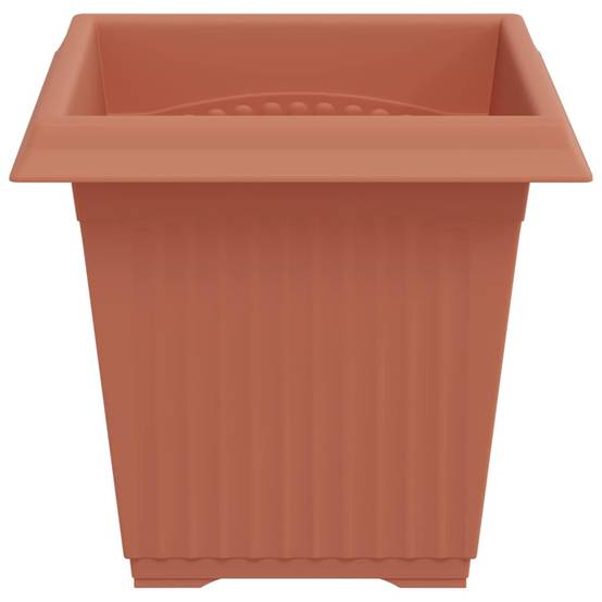 Grand Lot 24 Pots de Fleurs Carrés Plastique Drainage 16x16x14 cm Rouge brique - ComfortXL Outdoor Living - Image 6