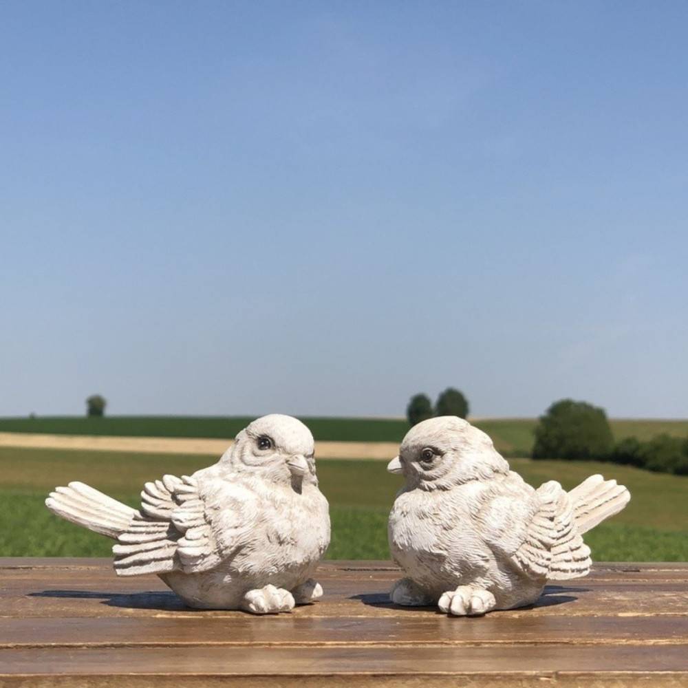 Oiseau décoratif en résine blanche vieillie 8.5 x 5.5 cm Chemin de campagne - Imagen 2