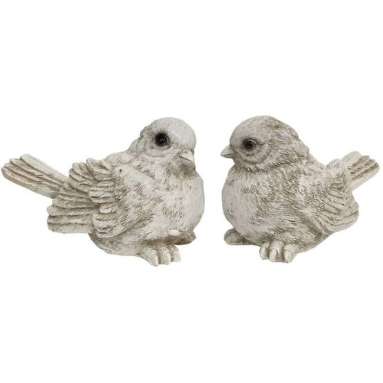Oiseau décoratif en résine blanche vieillie 8.5 x 5.5 cm Chemin de campagne - Imagen 1