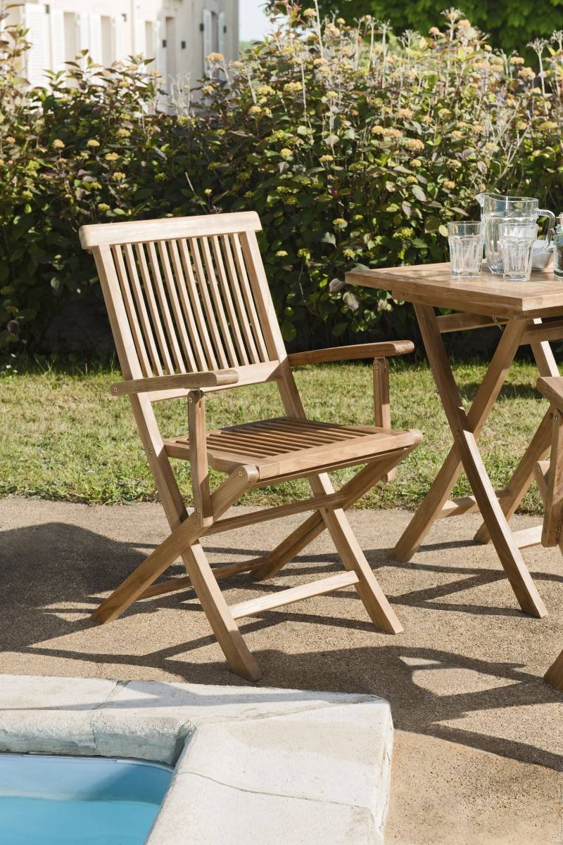 Macabane - FUN - Ensemble de 2 fauteuils de jardin Java en bois Teck - Imagen 2