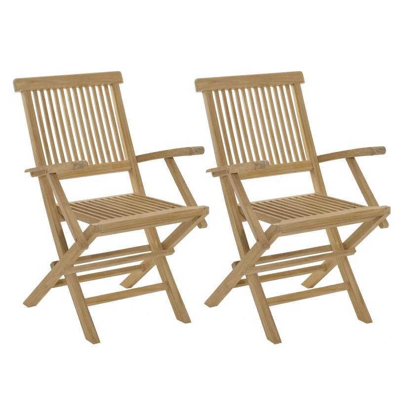 Macabane - FUN - Ensemble de 2 fauteuils de jardin Java en bois Teck - Imagen 1