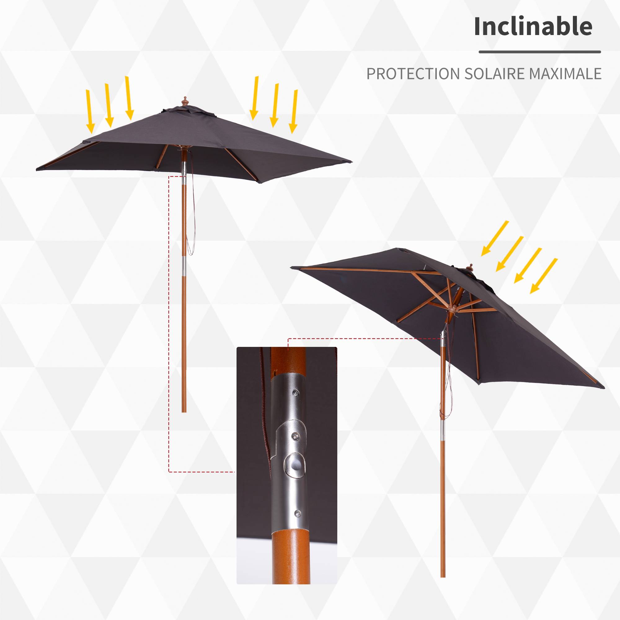 Parasol de jardin Bois Gris foncé 200x150x235 cm - Image 6