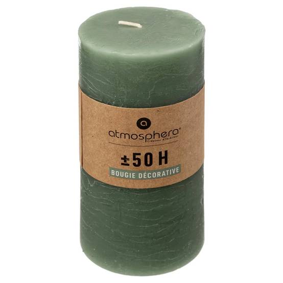 Bougie Cylindrique "Rustic" 14cm Vert Eucalyptus - Image 2