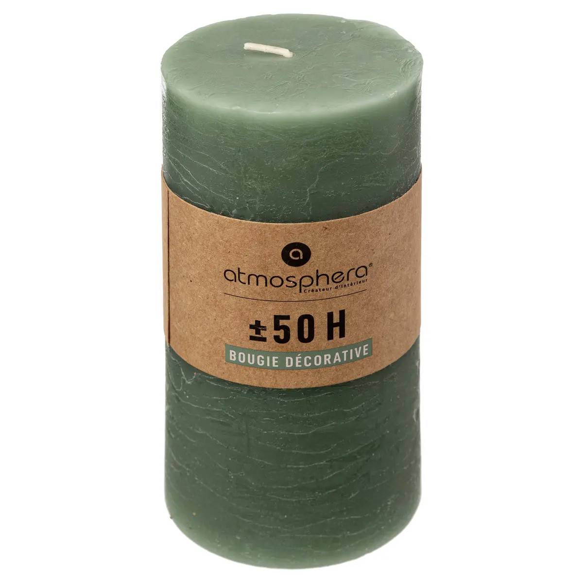Bougie Cylindrique "Rustic" 14cm Vert Eucalyptus - Image 2