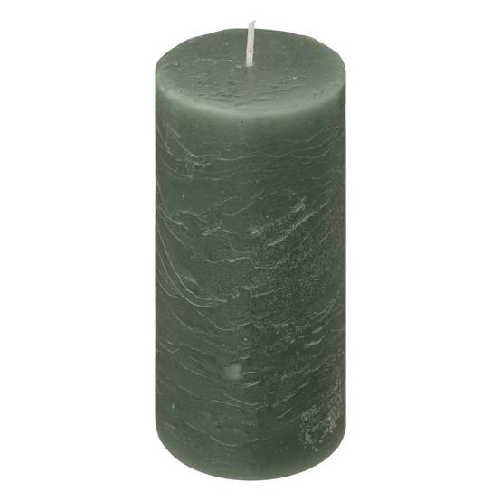 Bougie Cylindrique "Rustic" 14cm Vert Eucalyptus - Image 1