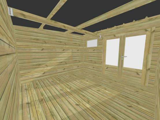 Sans Marque - ABRI DE JARDIN bois autoclave 27mm - 6,94x3,44m / 24m2 - Bac acier - Plancher bois - Image 5